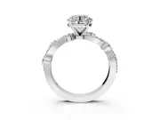 Solitaire Engagement Ring Setting for Round Cut Center with Bar-Station Pave Twist and Prong Head in Platinum