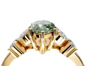 Floral Engagement Ring Setting for Fancy Green Marquise Center with Marquise Cluster Shoulders and Prong Head in Yellow Gold