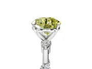 Solitaire Engagement Ring Setting for Fancy Yellow Round Cut Center with Bezel Station Band and Prong Head in White Gold