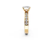 Solitaire Engagement Ring Setting for Radiant Cut Center with Channel-Set Accents and Prong Head in Yellow Gold