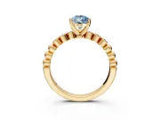 Solitaire Engagement Ring Setting for Fancy Blue Pear-Shaped Center with Bezel-Dot Beaded Band and Prong Head in Yellow Gold