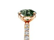 Solitaire Engagement Ring Setting for Fancy Green Round Cut Center with Pave Accents and Prong Head in Rose Gold