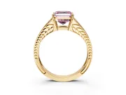 Split Shank Engagement Ring Setting for Fancy Pink Asscher Cut Center with Pave Split Shank and Prong Head in Yellow Gold