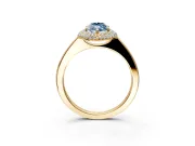 Halo Engagement Ring Setting for Fancy Blue Marquise Center with Plain Tapered Band and Prong Head in Yellow Gold