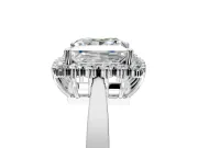 Starburst Halo Engagement Ring Setting for Princess Cut Center with Flat Cathedral Band and Prong Head in Platinum