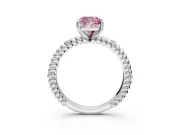 Rope Engagement Ring Setting for Fancy Pink Cushion Cut Center with Accent Shoulders and Prong Head in White Gold