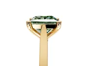 Solitaire Engagement Ring Setting for Fancy Green Princess Cut Center with Tapered Shoulders and Prong Head in Yellow Gold