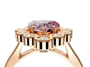 Cluster Halo Engagement Ring Setting for Fancy Pink Heart-Shaped Center with Milgrain Bezel Accents and Prong Head in Rose Gold