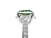 Floral Engagement Ring Setting for Fancy Green Princess Cut Center with Four Accent Clusters and Prong Head in Platinum