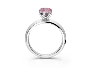 Solitaire Engagement Ring Setting for Fancy Pink Cushion Cut Center with Wide Knife Ridge Band and Prong Head in White Gold