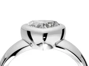 Solitaire Engagement Ring Setting for Heart-Shaped Center with Wide Band and Bezel Head in Platinum