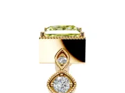 Vintage Station Engagement Ring Setting for Fancy Yellow Princess Cut Center with Accents and Prong Head in Yellow Gold