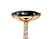 Solitaire Engagement Ring Setting for Fancy Black Marquise Center with Pave Accents and Prong Head in Rose Gold