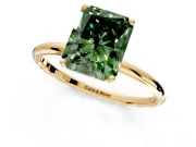 Solitaire Engagement Ring Setting for Fancy Green Radiant Cut Center with Straight Thin Band and Prong Head in Yellow Gold
