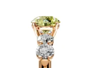 5 Stone Engagement Ring Setting for Fancy Yellow Round Cut Center with Graduated Accents and Prong Head in Rose Gold
