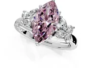Floral Engagement Ring Setting for Fancy Pink Marquise Center with Marquise Cluster Shoulders and Prong Head in White Gold