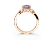 Solitaire Engagement Ring Setting for Fancy Pink Princess Cut Center with Marquise Flower Shoulders and Prong Head in Rose Gold