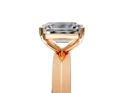 Solitaire Engagement Ring Setting for Emerald Cut Center with Wide Knife Ridge Band and Prong Head in Rose Gold