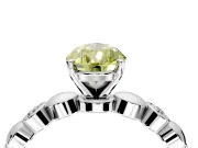 Solitaire Engagement Ring Setting for Fancy Yellow Pear-Shaped Center with Beaded Bezel Station Band and Prong Head in White Gold