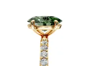 Solitaire Engagement Ring Setting for Fancy Green Oval Center with Pave Accents and Prong Head in Yellow Gold