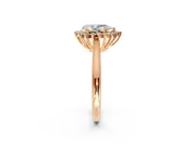 Starburst Halo Engagement Ring Setting for Pear-Shaped Center with Thin Round-Wire Band and Prong Head in Rose Gold