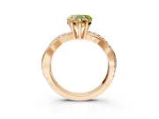 Solitaire Engagement Ring Setting for Fancy Yellow Heart-Shaped Center with Half-Pave Crossover Band and Prong Head in Rose Gold