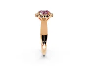 Halo Engagement Ring Setting for Fancy Pink Round Cut Center with Square Band and Prong Head in Rose Gold