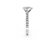 Solitaire Engagement Ring Setting for Pear-Shaped Center with Single Row Accent Band and Prong Head in Platinum