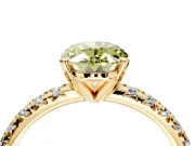 Solitaire Engagement Ring Setting for Fancy Yellow Oval Center with Large Accents and Prong Head in Yellow Gold
