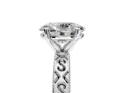Solitaire Engagement Ring Setting for Oval Center with Scrollwork Band and Prong Head in Platinum