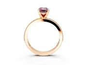 Milgrain Pave Engagement Ring Setting for Fancy Pink Emerald Cut Center with Accent Band and Prong Head in Rose Gold
