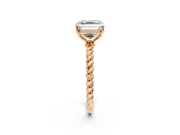 Solitaire Engagement Ring Setting for Asscher Cut Center with Plain Twisted Rope Band and Prong Head in Rose Gold