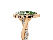 Halo Engagement Ring Setting for Fancy Green Pear-Shaped Center with Twist Band and Prong Head in Rose Gold