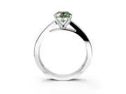 Solitaire Engagement Ring Setting for Fancy Green Oval Center with Princess Cut Channel Band and Prong Head in White Gold