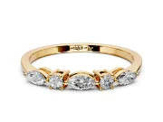 Marquise and Round Cut Lab-Grown Diamond 5 Stone Half Eternity Wedding Band with Prong Setting in Yellow Gold
