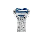Solitaire Engagement Ring Setting for Fancy Blue Asscher Cut Center with Multi-Row Pave Accents and Basket Head in Platinum