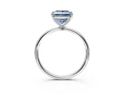 Solitaire Engagement Ring Setting for Fancy Blue Princess Cut Center with Straight Thin Band and Prong Head in Sterling Silver