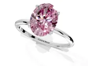 Solitaire Engagement Ring Setting for Fancy Pink Oval Center with Straight Thin Band and Prong Head in Platinum