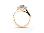 Milgrain Floral Halo Engagement Ring Setting for Fancy Blue Marquise Center with Pave Band and Prong Head in Rose Gold