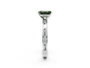 Solitaire Engagement Ring Setting for Fancy Green Emerald Cut Center with Channel Baguette Band and Prong Head in Platinum
