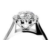 Halo Engagement Ring Setting for Oval Center with Square Band and Prong Head in Platinum