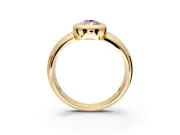 Solitaire Engagement Ring Setting for Fancy Pink Pear-Shaped Center with Wide Band and Bezel Head in Yellow Gold