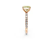 Solitaire Engagement Ring Setting for Fancy Yellow Radiant Cut Center with Micro Pave Band and Prong Head in Rose Gold
