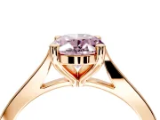 Solitaire Engagement Ring Setting for Fancy Pink Oval Center with Tapered Shoulders and Prong Head in Rose Gold
