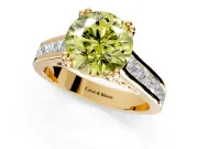 Solitaire Engagement Ring Setting for Fancy Yellow Round Cut Center with Channel Band and Double Claw Prong Head in Yellow Gold