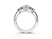 Cluster Engagement Ring Setting for Oval Center with Bezel Accent Clusters and Prong Head in Platinum