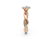 Solitaire Engagement Ring Setting for Oval Center with Pave and Plain Crossover and Basket Head in Rose Gold