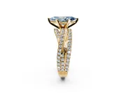 Solitaire Engagement Ring Setting for Fancy Blue Marquise Center with Woven 3-Strand Pave Band and Prong Head in Yellow Gold