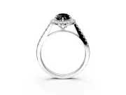 Halo Engagement Ring Setting for Fancy Black Marquise Center with Narrowing Pave Band and Prong Head in Sterling Silver