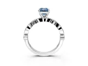 Solitaire Engagement Ring Setting for Fancy Blue Emerald Cut Center with Milgrain Bezel Accents and Prong Head in Sterling Silver